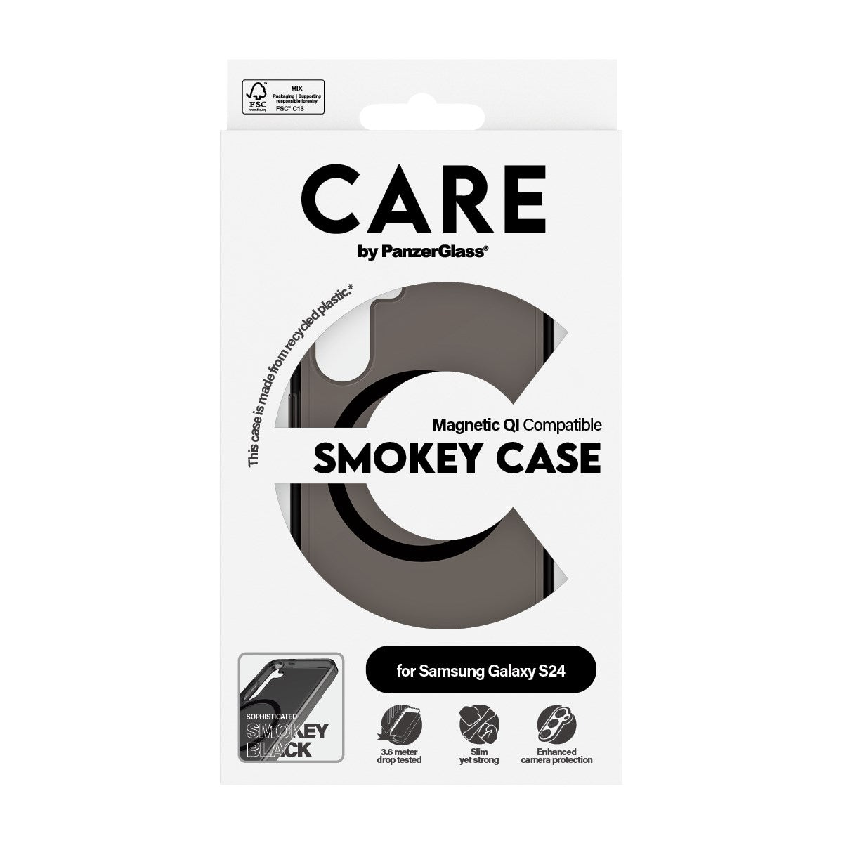 CARE by PanzerGlass® Urban Combat Case Smokey m. Sort Qi Compatible Samsung Galaxy S24